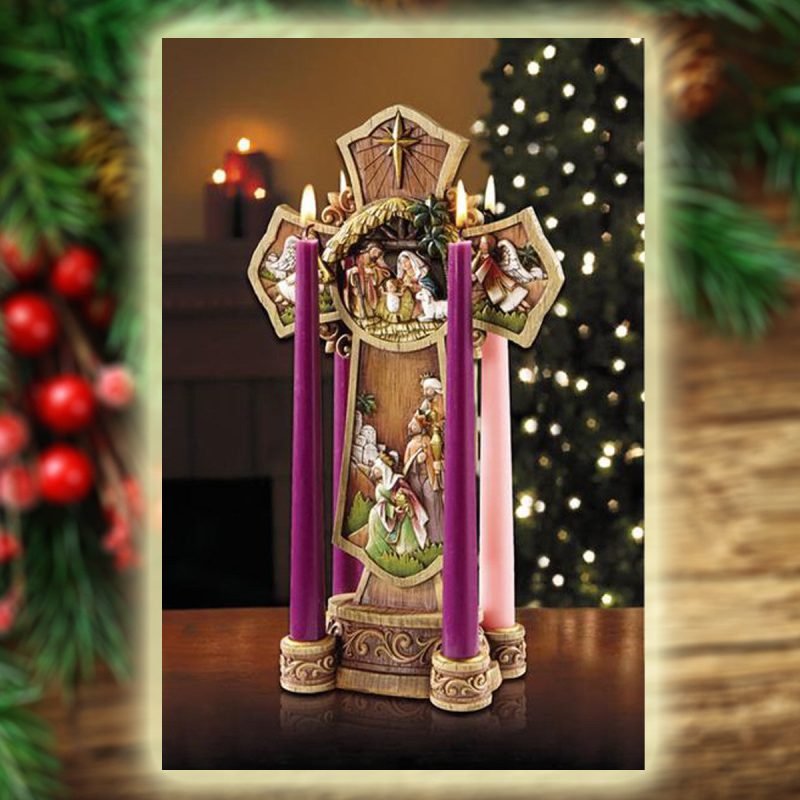 Nativity Cross Advent Wreath