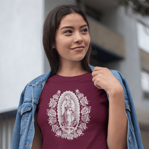 portrait of a beautiful asian girl wearing a t shirt mockup a17466