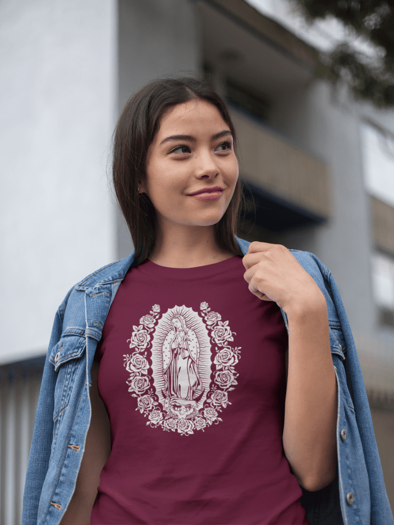 portrait of a beautiful asian girl wearing a t shirt mockup a17466