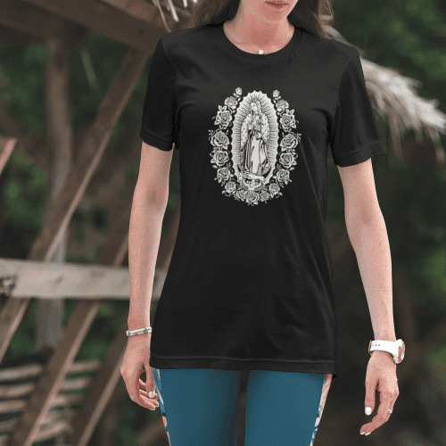 t shirt mockup of a woman with nature in the background 3344 el1