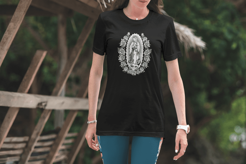 t shirt mockup of a woman with nature in the background 3344 el1